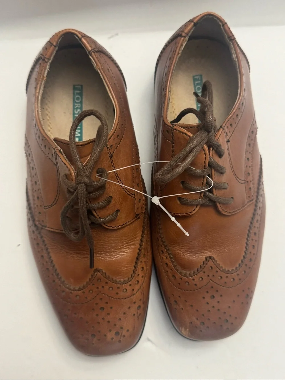 Florsheim Kids Wingtip Oxford Dress Shoes Brown Leather Boys Size 13M